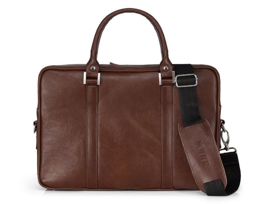 Vegetable tanned laptop bag Solier SL25 dark brown