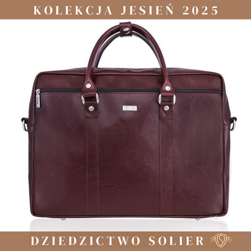 Burgundy leather shoulder laptop bag KILBRIDGE