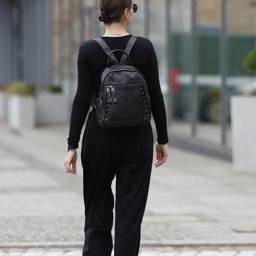 Skórzany plecak damski Solier FV11 Aure czarny